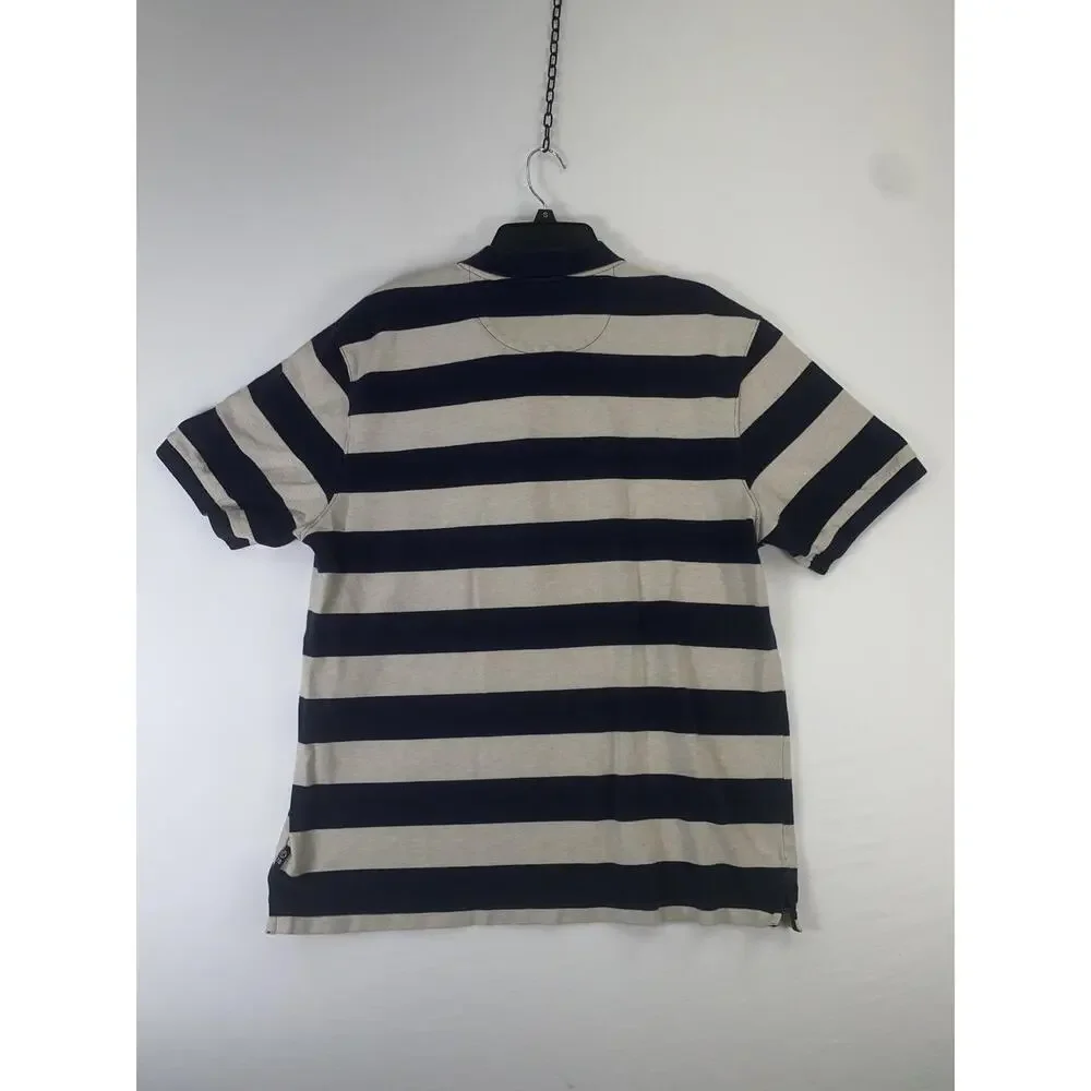 Chaps Polo Shirt Mens XL Blue Striped 100% Cotton Short Sleeve Casual Golf